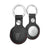 Leather AirTag Keychain - Black with Red Detail