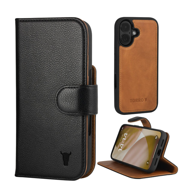 Black Leather Detachable Case for iPhone 17