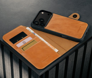 Card holder and detachable cover of the Black Leather Detachable Case for iPhone 17 Pro Max