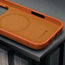 Microfibre lined frame of the Slimline Orange Leather Bumper Case for iPhone 17 Pro