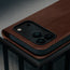 Camera cutout on the Dark Brown Leather Case for iPhone 17 Pro