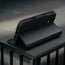 Stand function of the Black Leather Case for iPhone 17