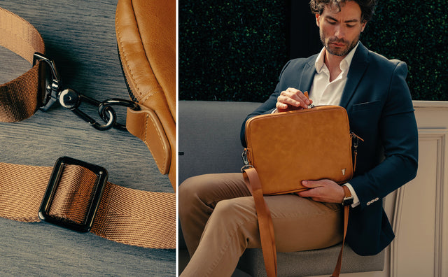 Slim Leather Laptop Bag Feature Focus