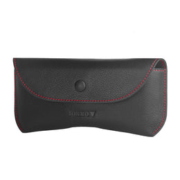 Black with Red Detail Leather Sunglasses Case