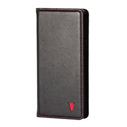 Black Leather (with Red Stitching) Stand Case for iPhone XRÂ