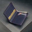 Inside of the Navy Blue (with Red Stitching) Bifold Leather Wallet