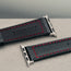 Black with Red stitching Leather Apple Watch Straps