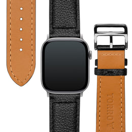 Black with Tan underside Leather Apple Watch Strap