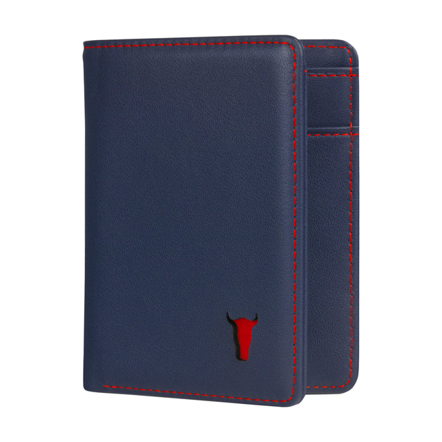 Navy Blue (with Red Stitching) Bifold Leather Wallet