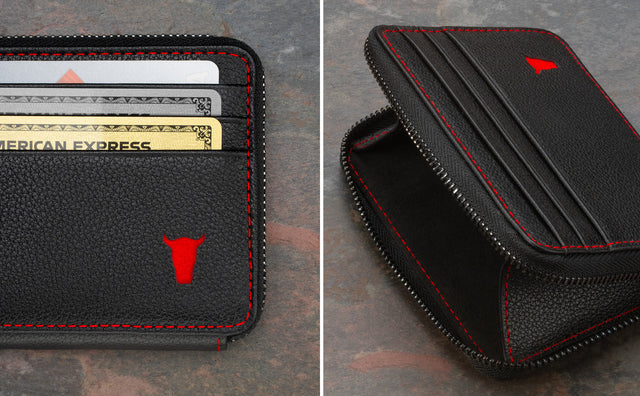 Leather Zipped Coin Purse with Card Holder Feature Focus