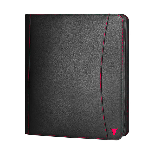 Black with Red Detail Leather A4 Conference Folder