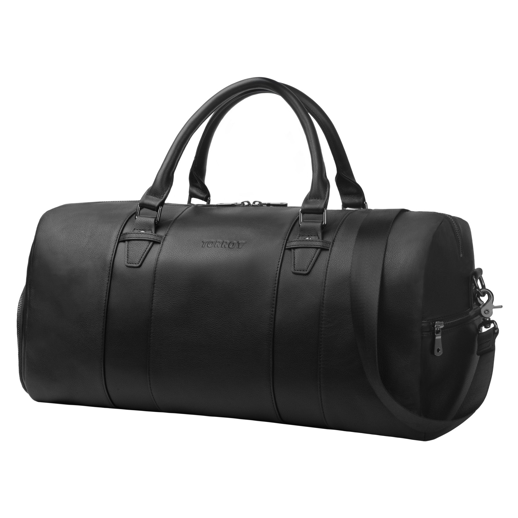 Mens leather duffle bag black best sale