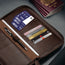 Cards and Travel documents in the Dark Brown Family Travel Wallet