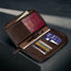 Dark Brown Family Travel Wallet with 4 passports, cards and travel documents