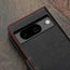Camera cutout on the Black with Red Detail Leather Case for Google Pixel 8a