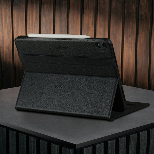 Stand function on the Black Leather Case for iPad Air 11