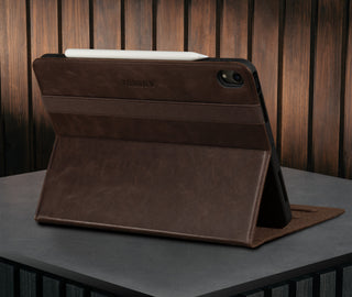 Stand function of the Dark Brown Leather Case for iPad Air 11"