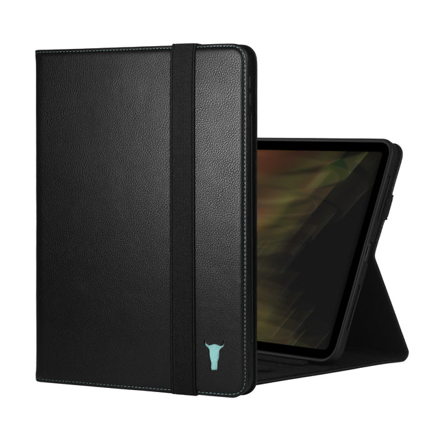 Stand function on the Black with Turquoise Leather Case for iPad Pro 11