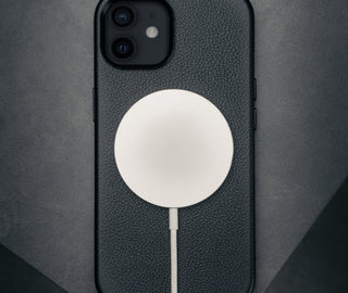 MagSafe charger attached to the Slimline Bumper Case for iPhone 12 / 12 Pro