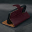 Stand function of the Maroon Nubuck Leather Case (with detachable cover) for iPhone 15 Pro Max