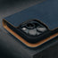 Camera cutout on the Blue Nubuck Leather Case (with detachable cover) for iPhone 15 Pro