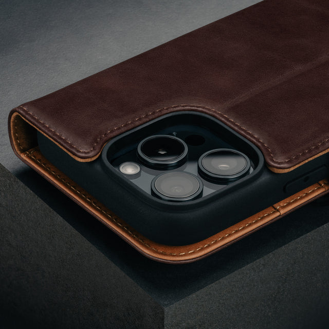 Dark Brown TORRO Signature Leather Case for iPhone 16 Pro