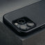 Camera cutout on the Black Leather Slimline Bumper Case for iPhone 16 Pro Max