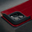 Camera cutout on the Red Leather Case for iPhone 16 Pro Max