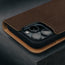 Camera cutout on the Dark Brown Nubuck Leather Case (with detachable cover) for iPhone 16 Pro