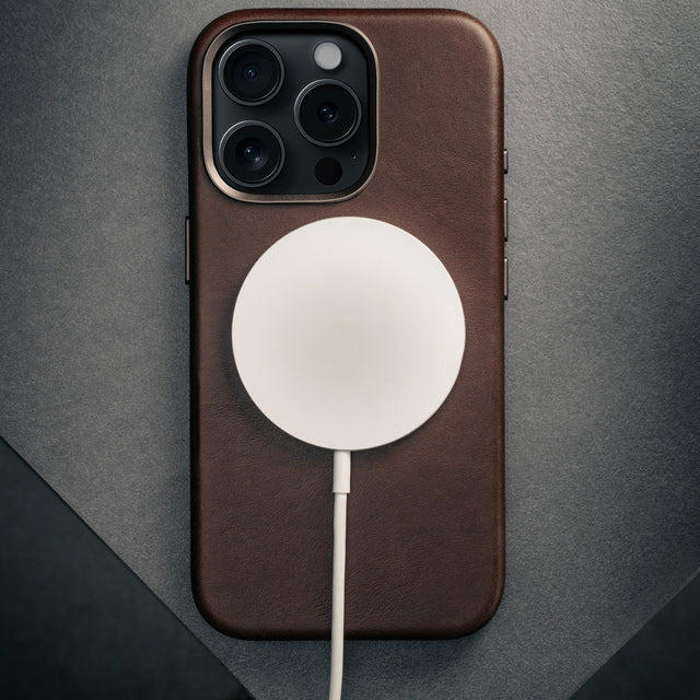 Dark Brown Leather Slimline Bumper Case for iPhone 16 Pro