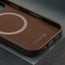 Microfibre lining in the Dark Brown Leather Slimline Bumper Case for iPhone 16 Pro