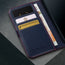 Card slots inside the Navy Blue Leather Case for iPhone 16 Pro