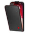 Black with Red Stitching Leather Flip Case for iPhone 17