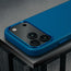 Camera cutout on the Slimline Cobalt Blue Leather Bumper Case for iPhone 17 Pro