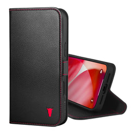 Black Leather Case (with Red Stitching) for iPhone 17 Pro