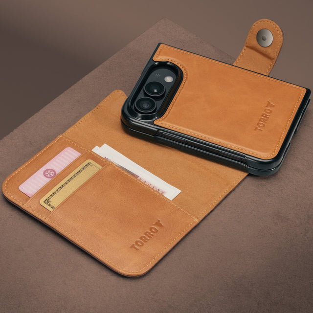 Cover and bumper case from the Dark Brown Leather 2-in-1 Detachable Wallet Case for iPhone Ultra