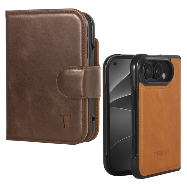 Dark Brown Leather 2-in-1 Detachable Wallet Case for iPhone Ultra