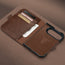 Card slots and microfibre lining inside the Dark Brown Leather Wallet Case for the iPhone Ultra