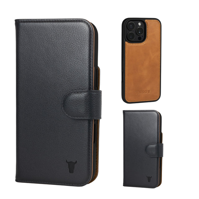 iPhone 16 Pro Max Detachable Wallet Case + Extra Cover Bundle (Mix and Match Leather & Colours)