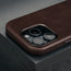 Camera cutout on the Dark Brown Leather Slimline Bumper Case for iPhone 16 Pro