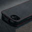 Camera cutout on the Black Leather with Red Stitching Flip Case for iPhone SE4 (2025)