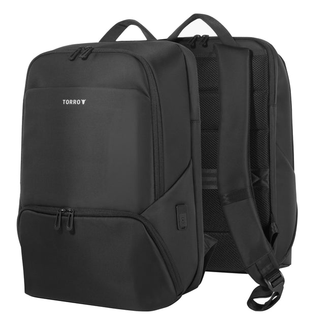 backpack fits laptop Targus 17" Drifter II (Black/Gray) zip sunglass pocket and Travelpro QuickSlip front pocket with magnetic closure Commuter Laptop Backpack (17.5L, Water-Resistant)