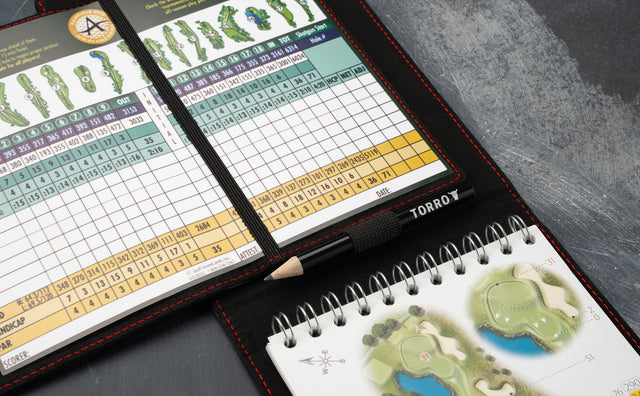 Leather Golf Scorecard Holder and Yardage Book Cover (PRO Edition) Feature Focus