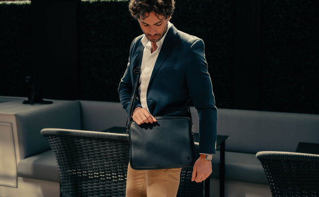 Slim Leather Laptop Bag Feature Focus