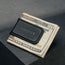 Black Leather Money Clip with bank notes