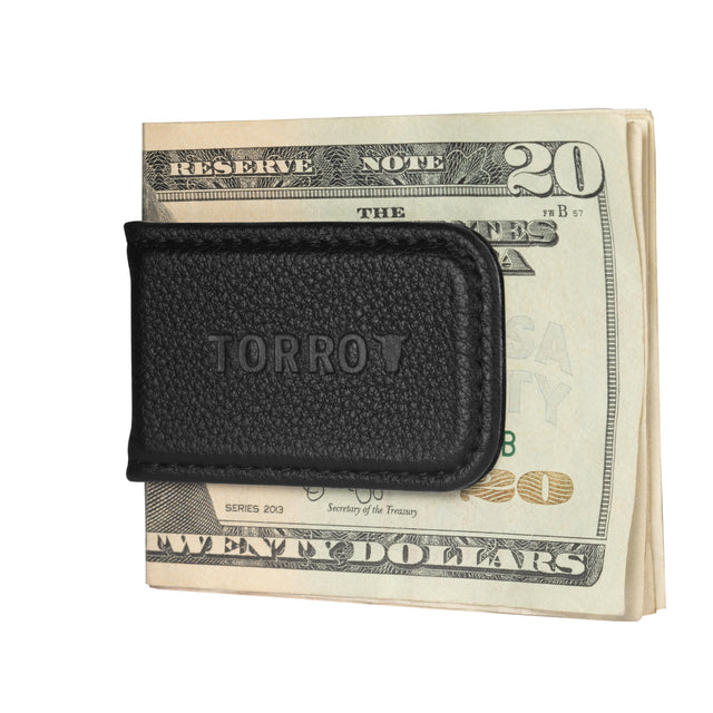 Black Leather Money Clip