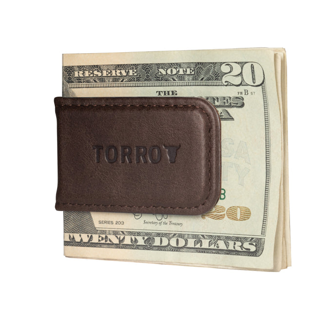 Dark Brown Leather Money Clip