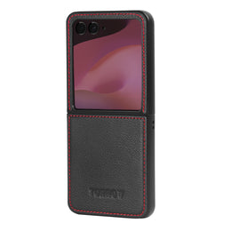 Black with Red Detail Leather Case for the Motorola Razr+
