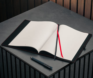 Black Leather (with Red Stitching) A4 Notebook Cover