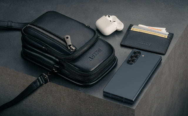 Leather Crossbody Phone Bag Feature Focus